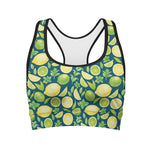 Lime And Lemon Pattern Print Women's Sports Bra