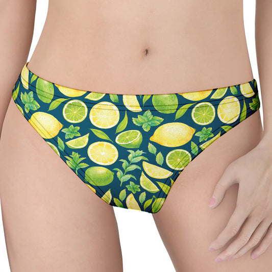 Lime And Lemon Pattern Print Women's Thong