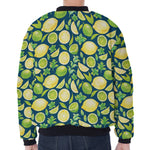 Lime And Lemon Pattern Print Zip Sleeve Bomber Jacket
