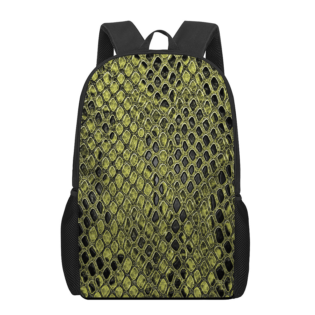 Lime Green And Black Snakeskin Print 17 Inch Backpack