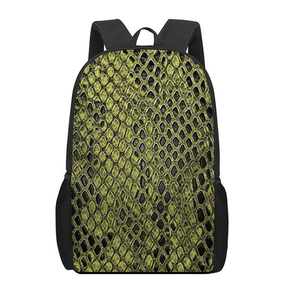 Lime Green And Black Snakeskin Print 17 Inch Backpack