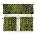 Lime Green And Black Snakeskin Print 3 Piece Kitchen Curtains