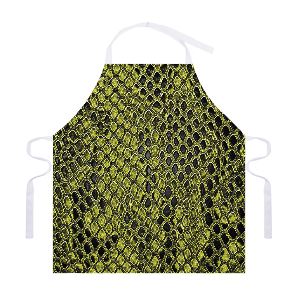 Lime Green And Black Snakeskin Print Adjustable Apron