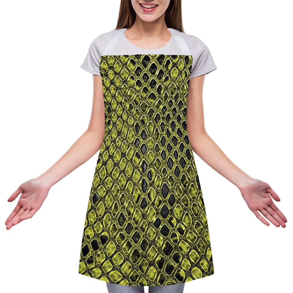 Lime Green And Black Snakeskin Print Adjustable Apron