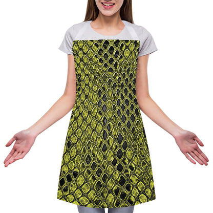 Lime Green And Black Snakeskin Print Adjustable Apron