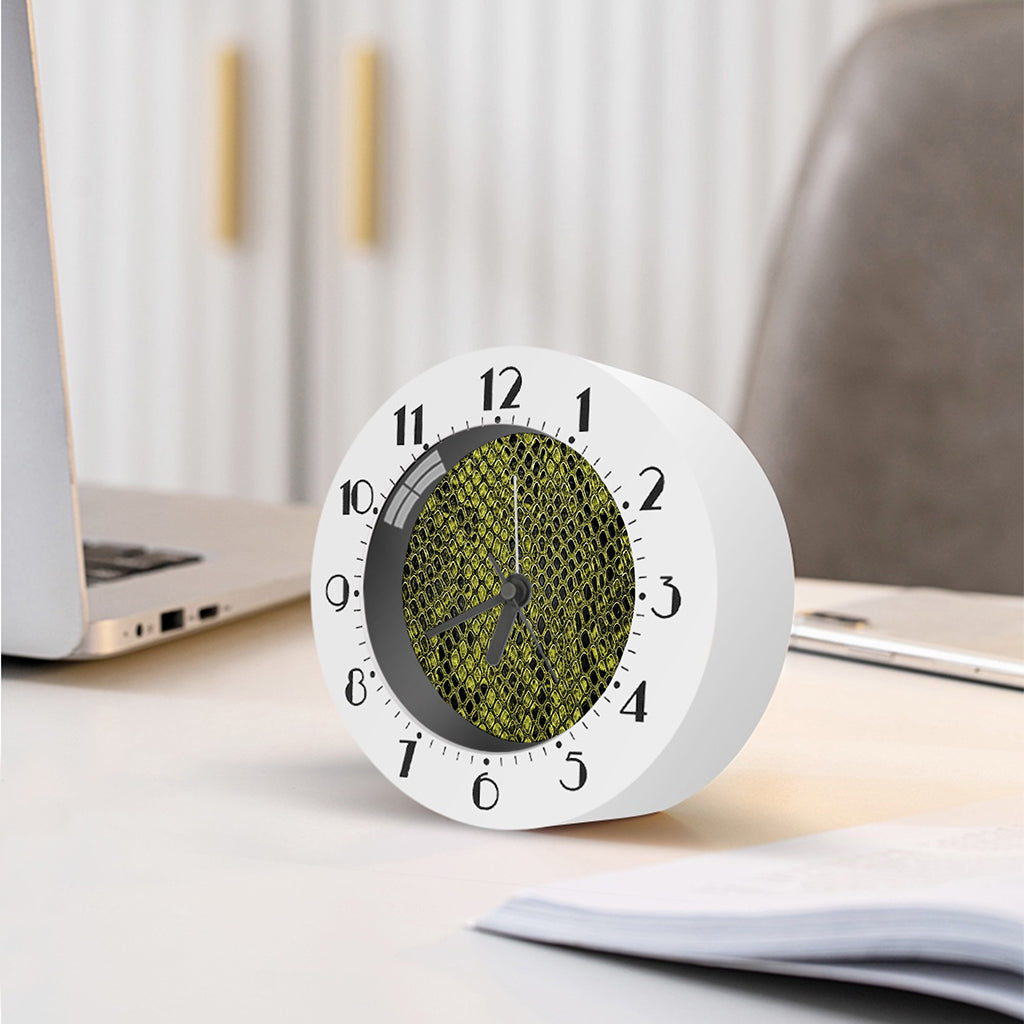 Lime Green And Black Snakeskin Print Alarm Clock