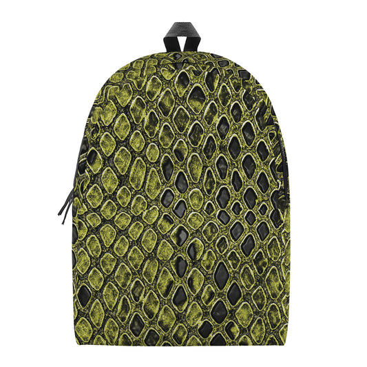 Lime Green And Black Snakeskin Print Backpack