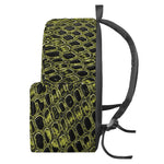Lime Green And Black Snakeskin Print Backpack