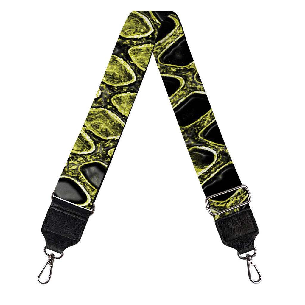 Lime Green And Black Snakeskin Print Bag Strap