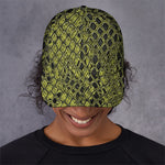 Lime Green And Black Snakeskin Print Baseball Cap