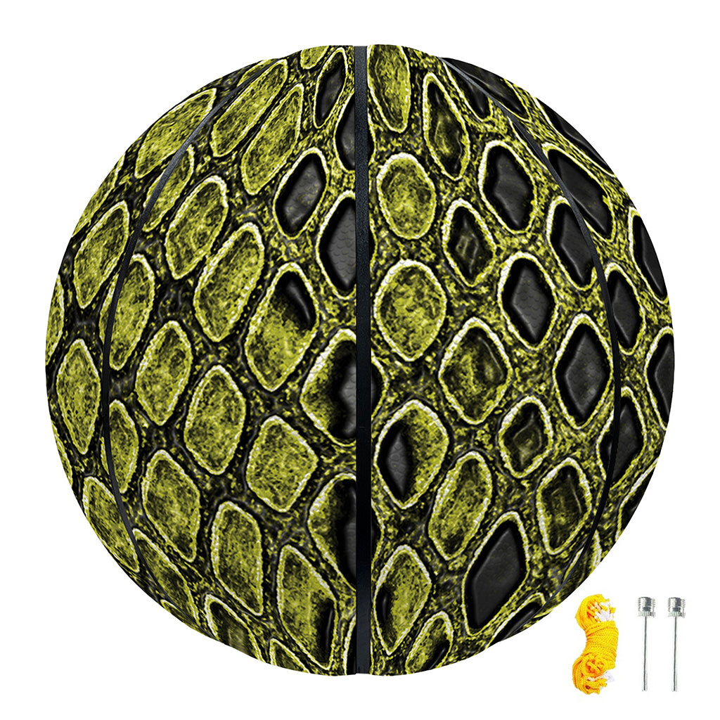 Lime Green And Black Snakeskin Print Basketball