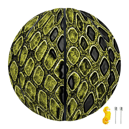 Lime Green And Black Snakeskin Print Basketball