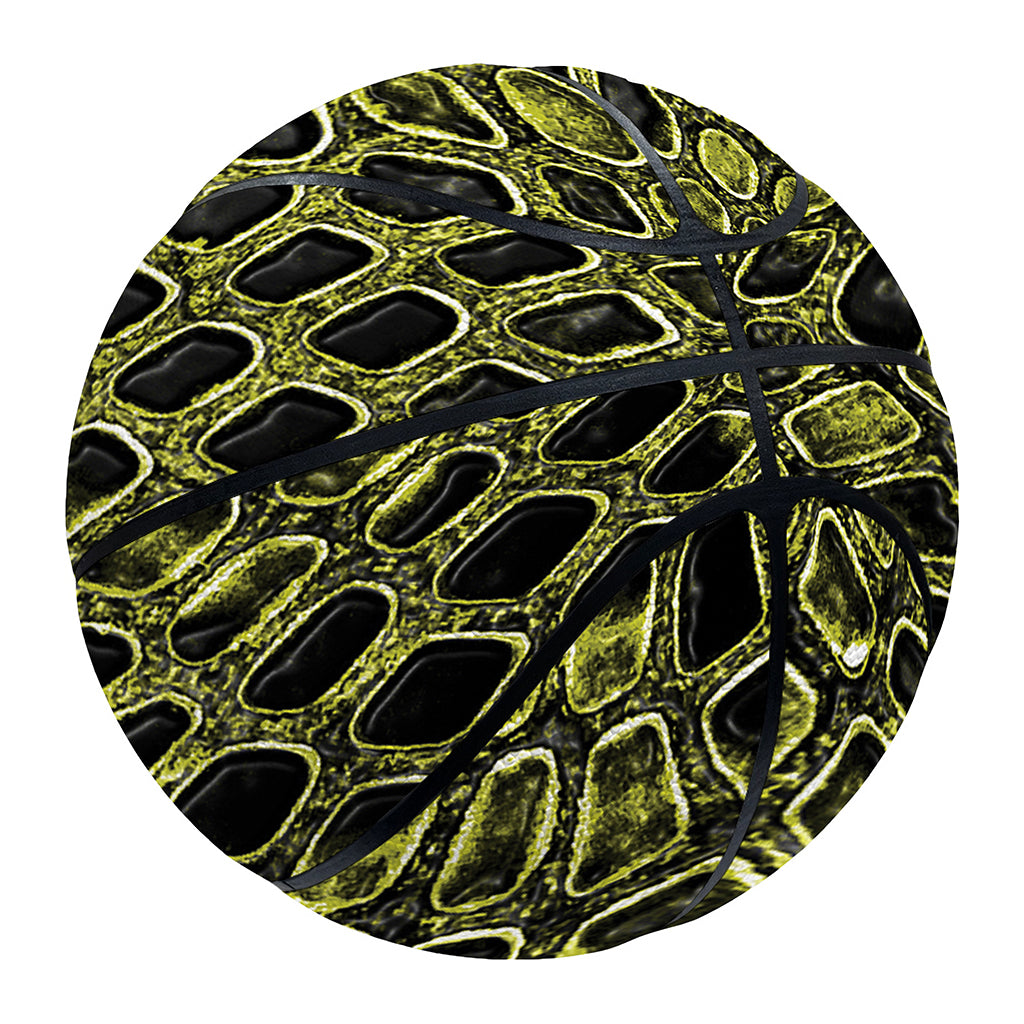 Lime Green And Black Snakeskin Print Basketball