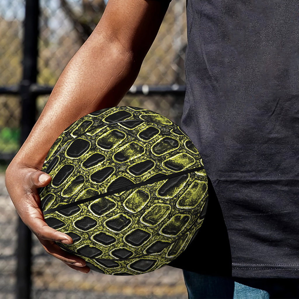Lime Green And Black Snakeskin Print Basketball