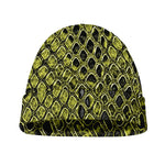 Lime Green And Black Snakeskin Print Beanie