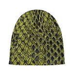 Lime Green And Black Snakeskin Print Beanie