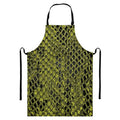 Lime Green And Black Snakeskin Print Bib Apron With Pocket
