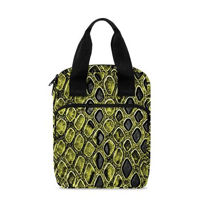 Lime Green And Black Snakeskin Print Bible Tote Bag