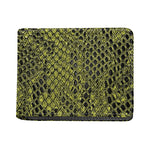 Lime Green And Black Snakeskin Print Bifold Wallet