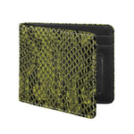 Lime Green And Black Snakeskin Print Bifold Wallet