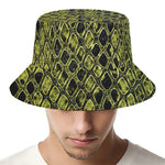 Lime Green And Black Snakeskin Print Bucket Hat