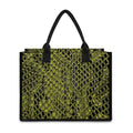 Lime Green And Black Snakeskin Print Canvas Tote Bag