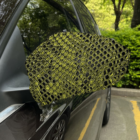 Lime Green And Black Snakeskin Print Car Side Mirror Covers