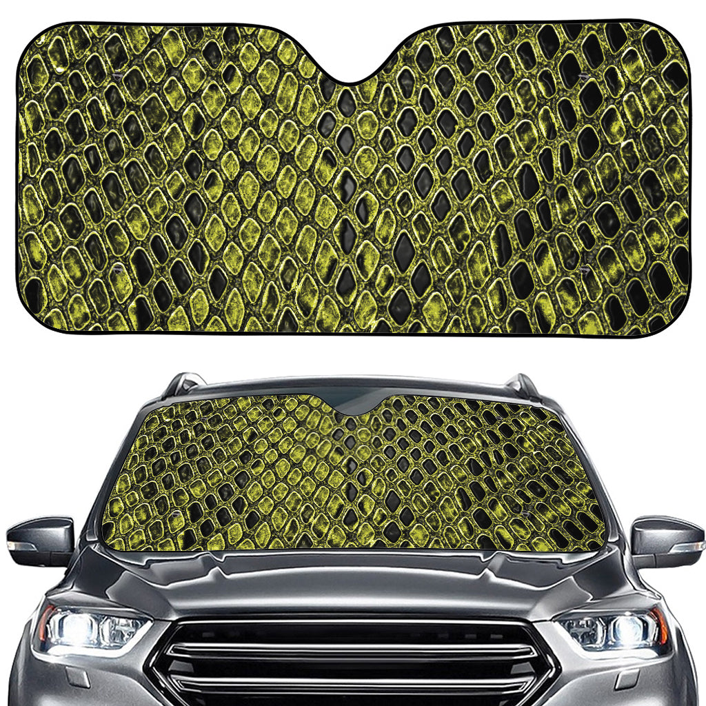 Lime Green And Black Snakeskin Print Car Windshield Sun Shade