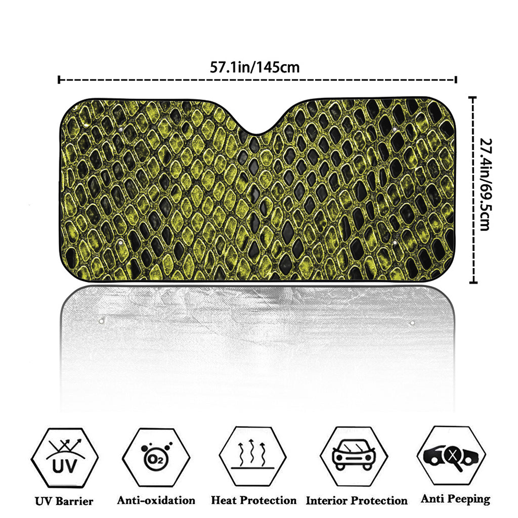 Lime Green And Black Snakeskin Print Car Windshield Sun Shade