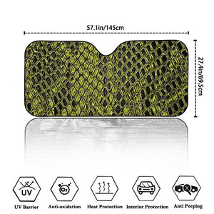 Lime Green And Black Snakeskin Print Car Windshield Sun Shade