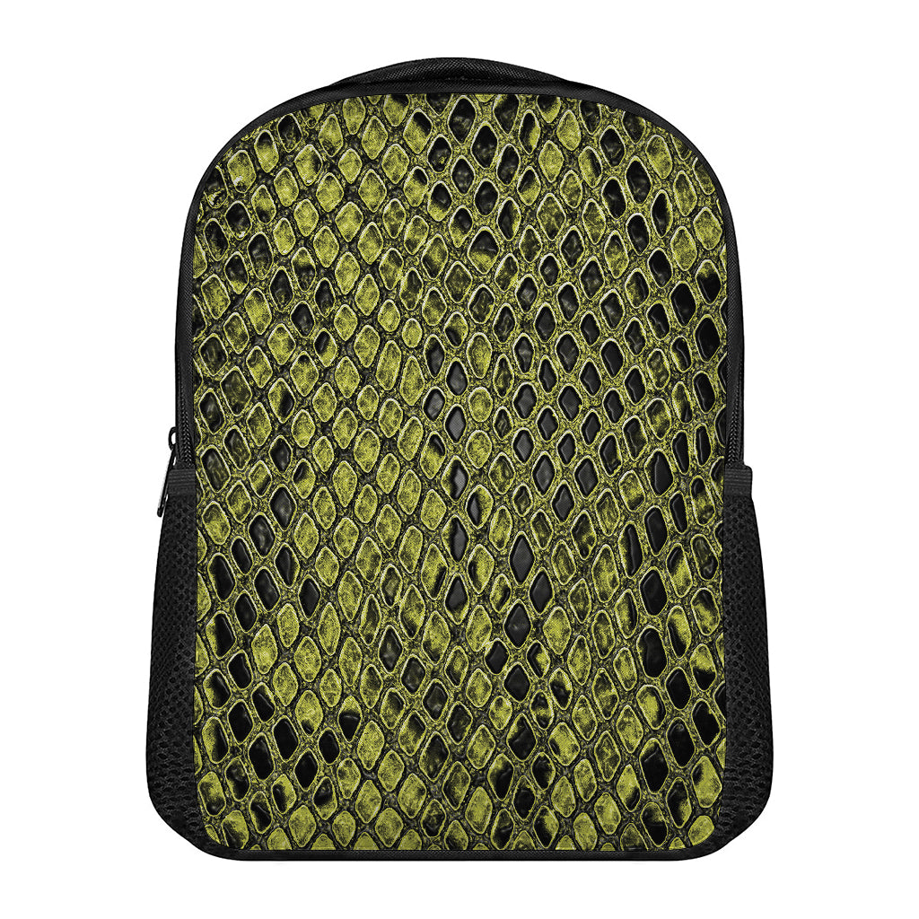 Lime Green And Black Snakeskin Print Casual Backpack