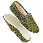 Lime Green And Black Snakeskin Print Casual Shoes