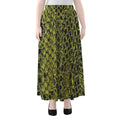 Lime Green And Black Snakeskin Print Chiffon Maxi Skirt