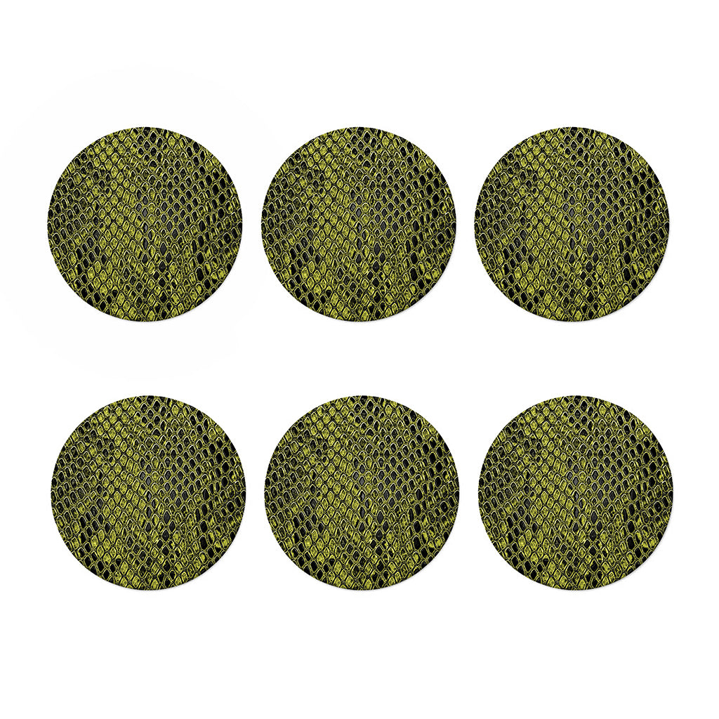Lime Green And Black Snakeskin Print Coaster Set