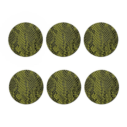 Lime Green And Black Snakeskin Print Coaster Set