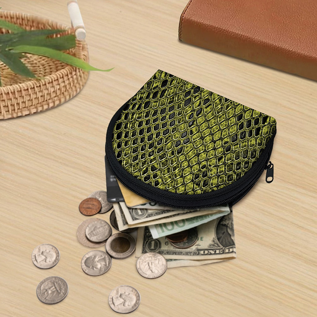 Lime Green And Black Snakeskin Print Coin Purse