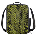 Lime Green And Black Snakeskin Print Crossbody Lunch Bag