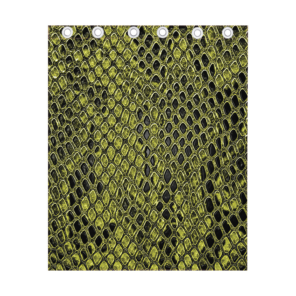 Lime Green And Black Snakeskin Print Curtain