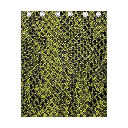 Lime Green And Black Snakeskin Print Curtain