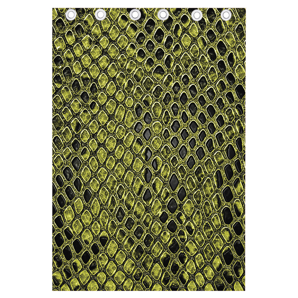 Lime Green And Black Snakeskin Print Curtain