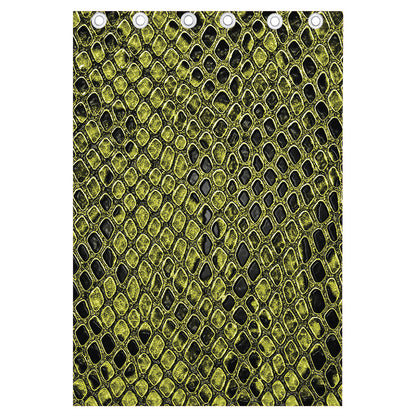 Lime Green And Black Snakeskin Print Curtain