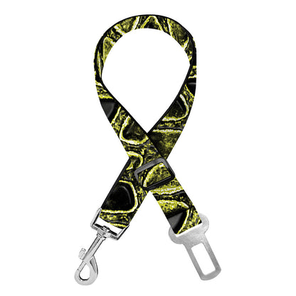 Lime Green And Black Snakeskin Print Dog Seat Belt
