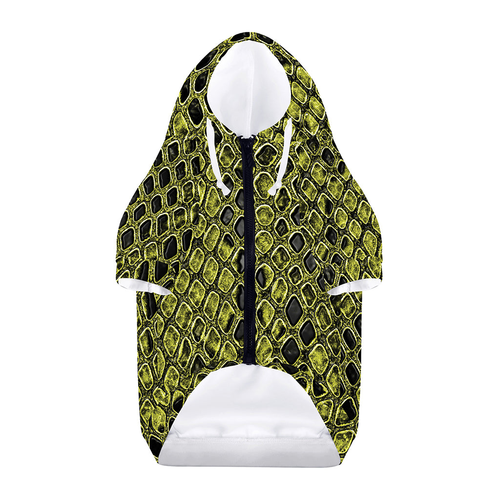 Lime Green And Black Snakeskin Print Dog Zip Up Hoodie