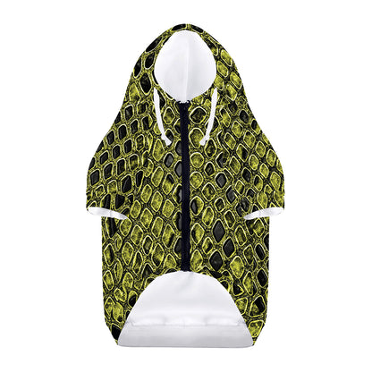 Lime Green And Black Snakeskin Print Dog Zip Up Hoodie