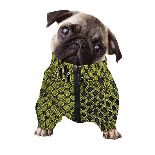 Lime Green And Black Snakeskin Print Dog Zip Up Jacket