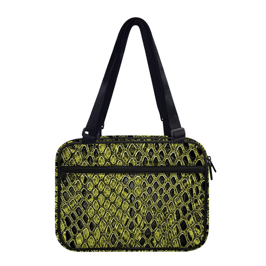 Lime Green And Black Snakeskin Print Double Strap Bible Bag