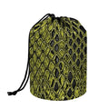 Lime Green And Black Snakeskin Print Drawstring Makeup Bag