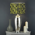 Lime Green And Black Snakeskin Print Drum Lamp Shade