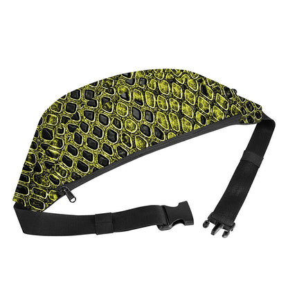 Lime Green And Black Snakeskin Print Fanny Pack