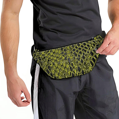 Lime Green And Black Snakeskin Print Fanny Pack